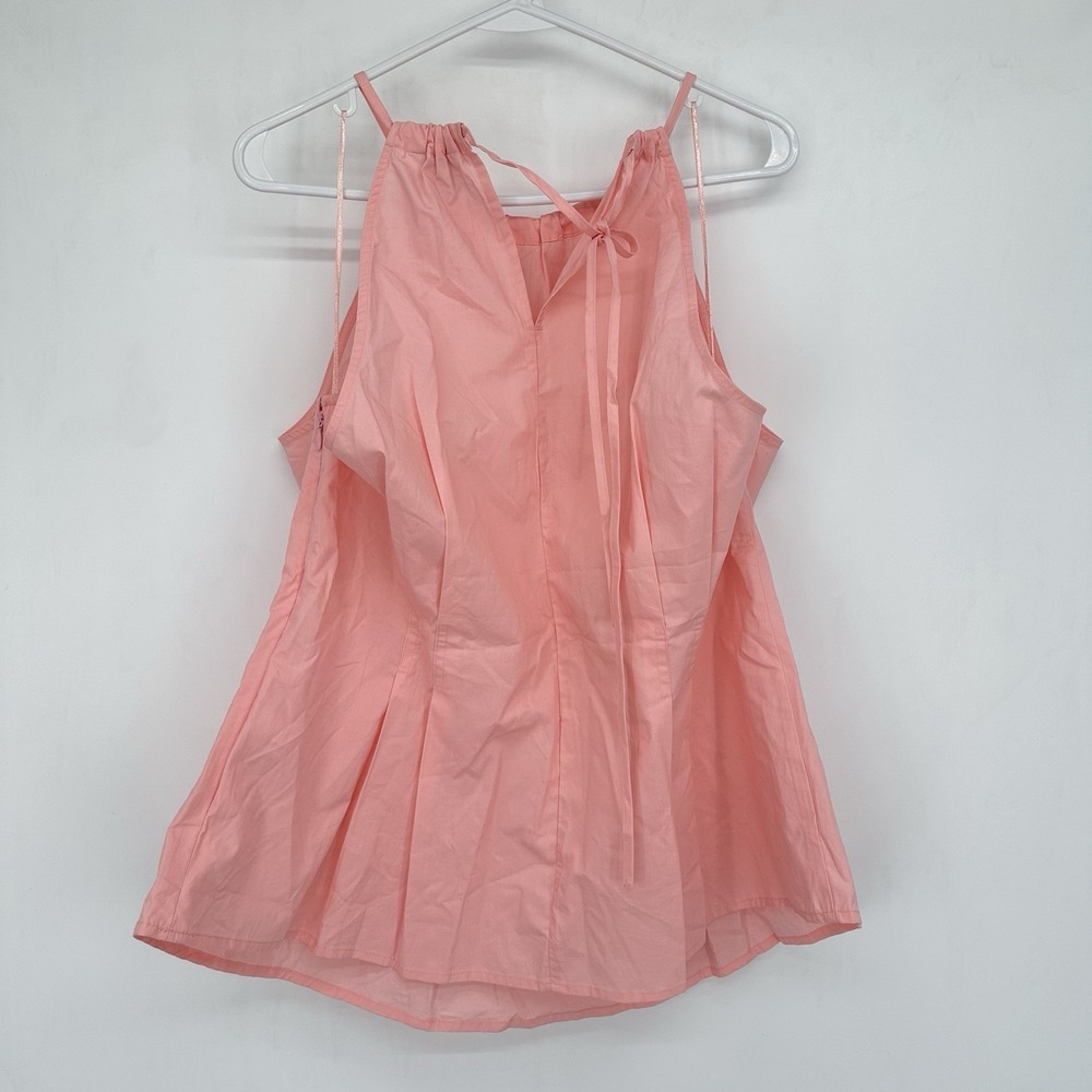 Banana Republic Pink Cotton Poplin Halter Top Sz 18 Minimalist Summer Blouse - Picture 4 of 11